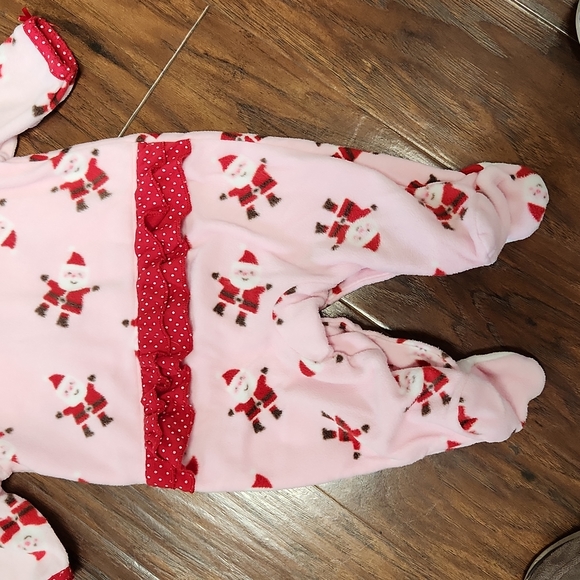 Carter's Baby Girl First Christmas PJs Size 3 Months Fleece Santa Ruffle - Picture 10 of 12